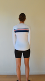 JL Tech Shirt met rode/navy horizontale streep 