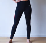 Collant d'aviron JL - unisexe - noir à bande verticale rouge