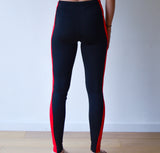 Collant d'aviron JL - unisexe - noir à bande verticale rouge