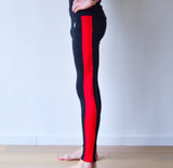 Collant d'aviron JL - unisexe - noir à bande verticale rouge