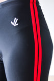 JL Lange roeibroek - unisex - zwart met rode speedstripes