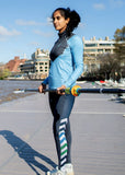 Collant d'aviron JL - unisexe - bleu marine à bande verticale Hi-Vis