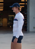 JL Tech Shirt met rode/navy horizontale streep 