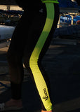 Collant d'aviron JL - unisexe - noir à bande verticale Hi-Vis