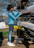 Collant d'aviron JL - unisexe - bleu marine à bande verticale Hi-Vis