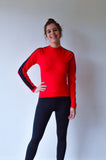 JL Tech Shirt lange mouwen - unisex - zwart/rood
