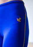 Collant d'aviron JL - unisexe - bleu royal à rayure fine or 